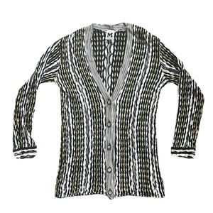 Missoni black/white/green/yellow lightweight v-neck button-up cardigan